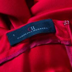 Pre Owned CH Carolina Herrera Red Silk Satin Paneled Maxi Skirt M