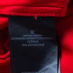 Pre Owned CH Carolina Herrera Red Silk Satin Paneled Maxi Skirt M