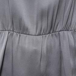 Pre Owned توب سي إتش كارولينا هيريرا حرير ساتان رصاصي مكشكش بلا أكمام مقاس كبير - لارج