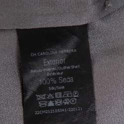 Pre Owned توب سي إتش كارولينا هيريرا حرير ساتان رصاصي مكشكش بلا أكمام مقاس كبير - لارج