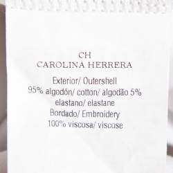 Pre Owned توب سي إتش كارولينا هيريرا قطن أبيض بالشعار مطرز مقاس متوسط - ميديوم