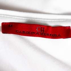 Pre Owned توب سي إتش كارولينا هيريرا قطن أبيض بالشعار مطرز مقاس متوسط - ميديوم
