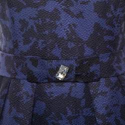 Pre Owned CH Carolina Herrera Purple & Black Jacquard Belted Mini Dress M