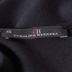 Pre Owned فستان سي أتش كارولينا هيريرا قصير مزين فيونكة و حافة مخططة تريكو أسود مقاس صغير جداً (اكس سمول)