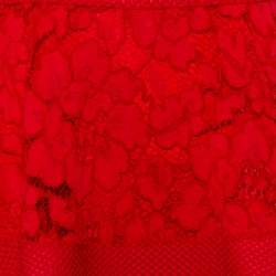 Pre Owned CH Carolina Herrera Red Lace & Mesh Paneled Sleeveless Mini Dress M