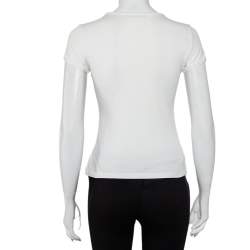 Pre Owned CH Carolina Herrera White Cotton Lace Trim Detail T-Shirt XS