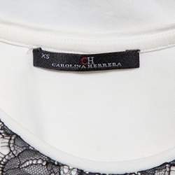 Pre Owned CH Carolina Herrera White Cotton Lace Trim Detail T-Shirt XS