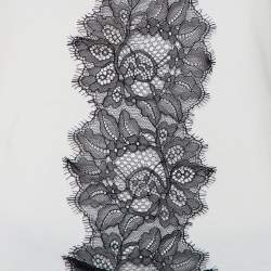 Pre Owned CH Carolina Herrera White Cotton Lace Trim Detail T-Shirt XS