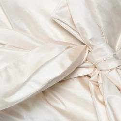 Pre Owned CH Carolina Herrera Cream Silk Front Tie Detail Lightweight Cropped Jacket L