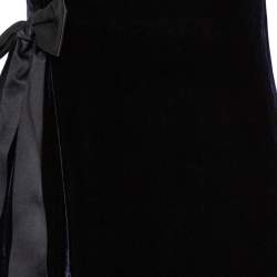 Pre Owned CH Carolina Herrera Midnight Blue Velvet Bow Detail Sleeveless Maxi Dress S