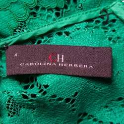CH Carolina Herrera Green Lace Bell Sleeve Detail Midi Dress S
