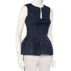 مملوكة مسبقًا توب سي إتش كارولينا هيرير شبكة ودانتيل أزرق كحلي قصات مقاس صغير - سمول