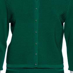 CH Carolina Herrera Green Knit Button Front Top & Skirt Set M