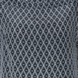 Pre Owned توب سي أتش كارولينا رقبة بطيات درابيه مزيج حرير مطبوع كحلي مقاس صغير جدا