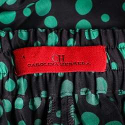 Pre Owned بنطلون سي إتش كارولينا هيريرا بالازو حرير نمط منقط أسود مقاس صغير - سمول