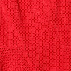CH Carolina Herrera Red Lace Flared V-Neck Dress M