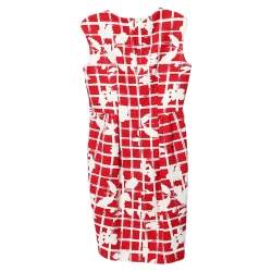 CH Carolina Herrera Red Floral Grid Printed Sheath Dress M
