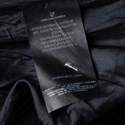 Pre Owned CH Carolina Herrera Navy Blue Textured Cotton Flared Dress S