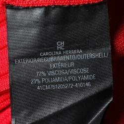 Pre Owned فستان سي أتش كارولينا هيريرا فضفاض تريكو مضلع أحمر مقاس متوسط