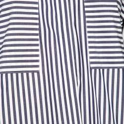 Pre Owned قميص سي أتش كارولينا هيريرا قطن أبيض & أزرق كحلي قصات مخطط كبير الحجم مقاس صغير جدًا - إكس سمول