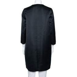 Pre Owned CH Carolina Herrera Midnight Blue Sateen Button Front Coat XS