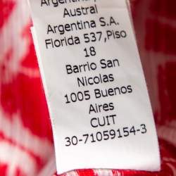 Pre Owned CH Carolina Herrera Red & White Printed Textured Linen Mini Dress L