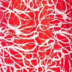 Pre Owned CH Carolina Herrera Red & White Printed Textured Linen Mini Dress L