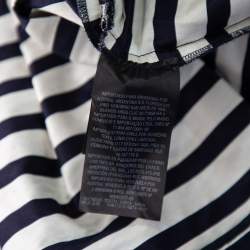 Pre Owned توب سي أتش كارولينا هيريرا ببلوم تفاصيل ربطةخصر قطن مخطط أبيض وأزرق مقاس صغير جدا