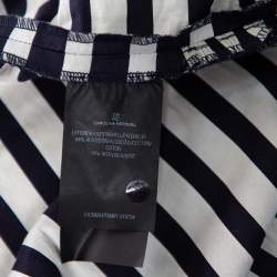 Pre Owned توب سي أتش كارولينا هيريرا ببلوم تفاصيل ربطةخصر قطن مخطط أبيض وأزرق مقاس صغير جدا