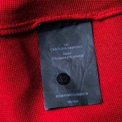 Pre Owned فستان سي إتش كارولينا هيريرا كشكشة مزينة ت ريكو أحمر بببليوم مقاس كبير - لارج