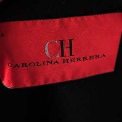 Pre Owned CH Carolina Herrera Black Wool Boucle Trim Detail Open Front Jacket XL 