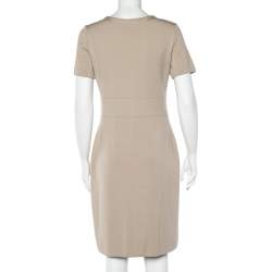 Pre Owned فستان سي أتش كارولينا هيريرا تريكو بيج بسحاب أمامي مقاس متوسط - ميديوم