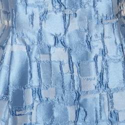 Pre Owned فستان ميني سي إتش كارولينا هيريرا حرير أزرق منقوش مقاس كبير - لارج