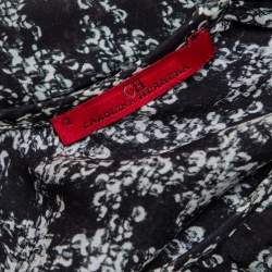 Pre Owned CH Carolina Herrera Monochrome Geometric Print Silk Blouse L