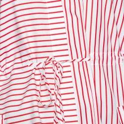 Pre Owned قميص سي أتش كارولينا هيريرا أكمام طويلة غير متماثل قطن مخطط أحمر مقاس متوسط