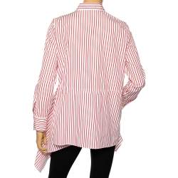 Pre Owned قميص سي أتش كارولينا هيريرا أكمام طويلة غير متماثل قطن مخطط أحمر مقاس متوسط