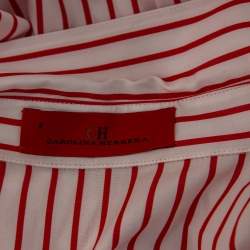 Pre Owned قميص سي أتش كارولينا هيريرا أكمام طويلة غير متماثل قطن مخطط أحمر مقاس متوسط