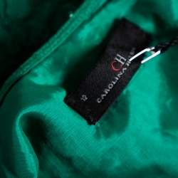 مملوكة مسبقًا CH Carolina Herrera Green Lace Paneled Sleeveless Sheath Dress L