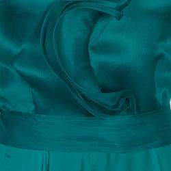 CH Carolina Herrera Green Ruffle Silk Gown M