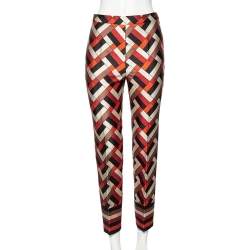 CH Carolina Herrera Multicolored Geometric Cotton Twill Pants XS