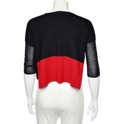 CH Carolina Herrera Color Block Wool Knit Side Slit Detail Sweater Top M
