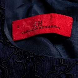 CH Carolina Herrera Navy Blue Lace Sleeveless Peplum Dress XS