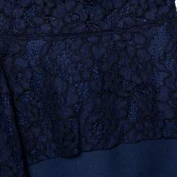CH Carolina Herrera Navy Blue Lace Sleeveless Peplum Dress XS