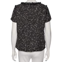 Pre Owned توب سي أتش كارولينا هيريرا تويد مونوكرومي حواف غير مشذبة مقاس متوسط (ميديوم)