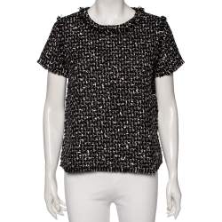 Pre Owned توب سي أتش كارولينا هيريرا تويد مونوكرومي حواف غير مشذبة مقاس متوسط (ميديوم)