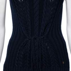 مملوكة مسبقًا بلوفر كارولينا هيريرا صوف تريكو رصاصي رقبة مرتفعة بلا أكمام مقاس كبير - لارج 