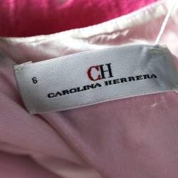 CH Carolina Herrera Pink Floral Jacquard Sleeveless Flared Dress M