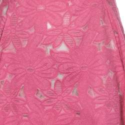 CH Carolina Herrera Pink Floral Jacquard Sleeveless Flared Dress M