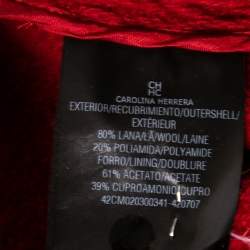 Pre Owned CH Carolina Herrera Red Patterned Wool Double Breasted Coat L