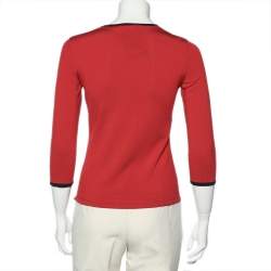 مملوكة مسبقًا CH Carolina Herrera Red Knit Zip Front Jacket S